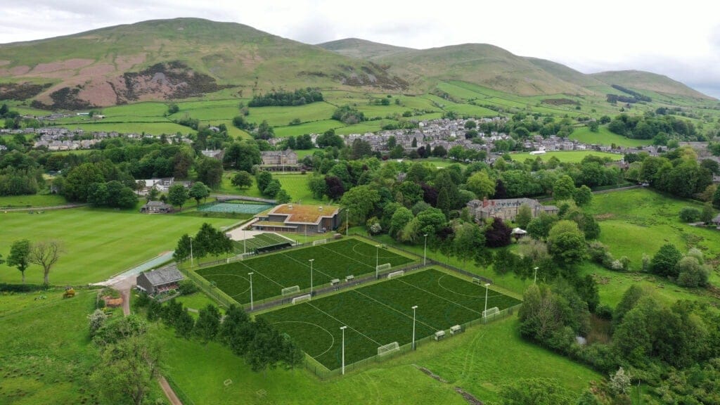 Computer image of two astroturf pitches