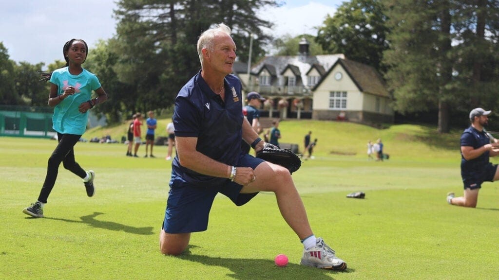 Martin Speight working on fielding practice